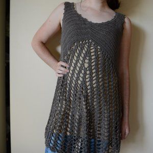 Bohemian Hippy Macrame Tunic Brown Tank M/L